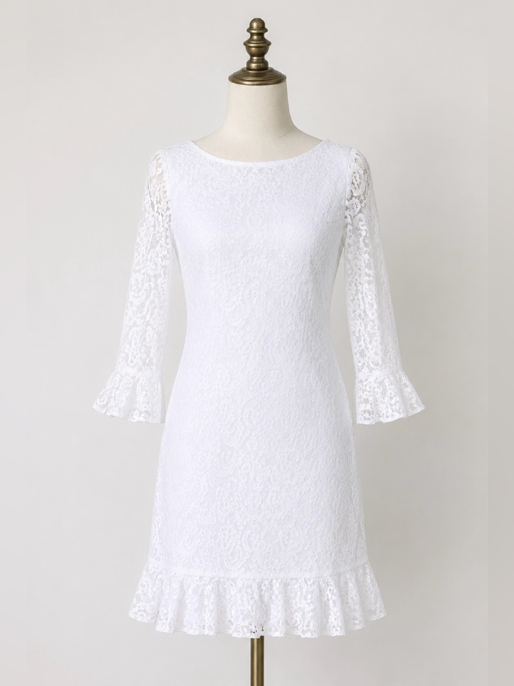 American Living White Lace Long Sleeve Dress